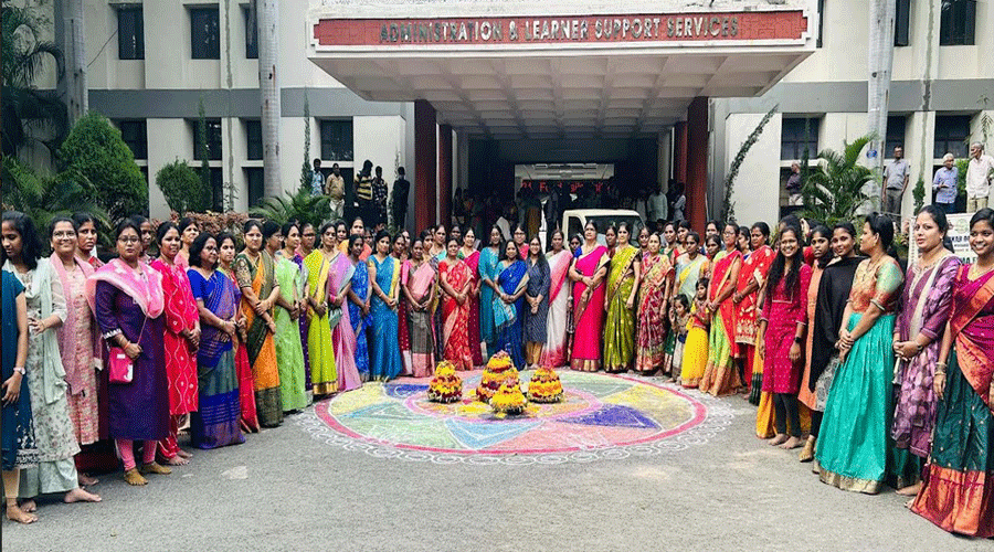 BATHUKAMMA CELEBRATIONS IN DR BR  AMBEDKAR OPEN UNIVERSITY